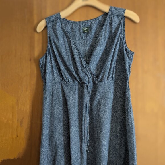 EDDIE BAUER Womens Basic Dress US 16 Navy Blue Spotted Cotton - Picture 7 of 9